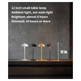 NEWSEE Cordless LED 12\ Small Table Lamps Set of 2, Modern Portable Desk Lamp, 3 Color Dimming Rechargeable Battery Lights for Bedroom, Outdoor, Restaurant, Bedside, Baby Night Light, Gifts (Black) - 