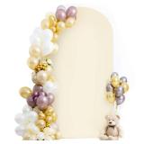 HEMMOTOP 7.2 ft Light Beige Arch Backdrop Cover (No Arch Stand), Ivory Spandex Arch Covers Stretchy Backdrop for Balloon, Wedding, Birthday Party, Baby Shower, Banquet Arch Decoratio - Retail: $25