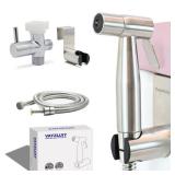 Vayzluiy Handheld Toilet Bidet Sprayer for Toilet-Adjustable Water Pressure Control with Bidet Hose for Feminine Wash, Stainless Steel Brushed Nickel Cloth Diaper for Baby Wash (Stainless Steel, 1) - 
