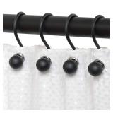 Zenna Home NeverRust Rustproof Aluminum Shower Curtain Hooks, Durable Smooth-Glide Shower Rings for Curtain, Elegant Corrosion-Resistant Shower Rings, Set of 12, Matte Black - Retail: $11