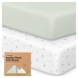 KeaBabies 2-Pack Organic Crib Sheets for Boys, Girls - 52x28 Fitted Crib Mattress Sheet Neutral, Breathable Jersey Cotton Cover for Baby Bed, Toddler Mattress, Soft and Cute Prints (Wildflowers) - Ret