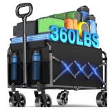 Wagons Carts Foldable, Collapsible Folding Wagon, Portable Folding Wagon Cart with Wheels, Outdoor Utility Carts for Groceries, Camping, Sports, Shopping, Black - Retail: $36