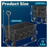 Wagons Carts Foldable, Collapsible Folding Wagon, Portable Folding Wagon Cart with Wheels, Outdoor Utility Carts for Groceries, Camping, Sports, Shopping, Black - Retail: $36