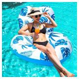Etegow [2025 New Model] Inflatable Unibody Pool Lounger Float with Cup Holders and Handle, Ideal Pool Toys for Beach,Lakes, Rivers,Water Party Beach Vacation Essentials - Retail: $20