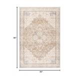 BILEEHOME Boho Farmhouse Bedroom Rug Washable Easy Clean Stain Resistant Vintage Country Rustic Neutral Persian Area Rug for Dining Room Under Table,Light Tan Brown Beig with Terracotta Pattern,5x8 - 