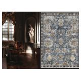 RUGSURE Washable Area Rugs - Perfect for Living Room, Bedroom, Kids Room, Nursery - Stain and Water Resistant Non-Slip, Pet and Child Friendly, Vintage Tribal Area Rugs (Navy, 4