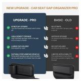 Wanfuder Car Seat Gap Filler with Cup Holder 2 Pack Leather Car Seat Organizer and Storage Automotive Accessories - Front Seats Adjustable Gap Filler with Pockets for Cards, Phones,tumblers, Keys - Re