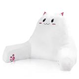 SUNSIDE Kitty Reading Pillow for Sitting in Bed, Cute Back Pillows for Adult and Children, Shredded Memory Foam Pillow with Arms, Cat Design Bed Pillow, Back Support Pillow with Washable Cover - Retai