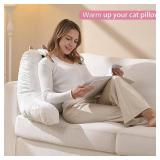 SUNSIDE Kitty Reading Pillow for Sitting in Bed, Cute Back Pillows for Adult and Children, Shredded Memory Foam Pillow with Arms, Cat Design Bed Pillow, Back Support Pillow with Washable Cover - Retai