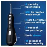 Waterpik Cordless Advanced 2.0 Water Flosser For Teeth, Gums, Braces, Dental Care With Travel Bag and 4 Tips, ADA Accepted, Rechargeable, Portable, and Waterproof, Black WP-582, *used* - Retail: $70