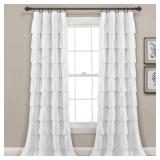 Lush Decor Ruffle Window Curtain - Vintage Chic Farmhouse Style Panel for Living, Dining Room, Bedroom (Single), 50W x 84\L, White - Retail: $28in