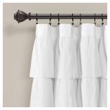Lush Decor Ruffle Window Curtain - Vintage Chic Farmhouse Style Panel for Living, Dining Room, Bedroom (Single), 50W x 84\L, White - Retail: $28in