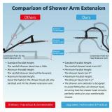 Hibbent All Metal High Pressure Rainfall 10 Inch Shower HeadHandheld Showerhead Combo 12 Inch Adjustable Curved Shower Extension Arm, 10-Spray, 71-inch Hose, Adhesive Showerhead Holder, Matte Black - 