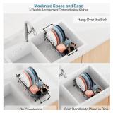 iSPECLE Small Sink Dish Drying Rack, Capacity Expandable Narrow Dish Drainer for RV Apartment Kitchen with Utensil Holder, Black - Retail: $24