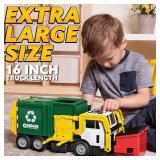 JOYIN Large Friction Powered Garbage Truck Toy Set, Includes Dumpster, Trash Bins, and Learning Cards for Kids, Boy Toys Birthday Gift for Boys Girls Kids Toddler Gift for Christmas - Retail: $40