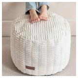 HIGOGOGO Pouf Ottoman Stuffed Round Modern Foam Filled Foot Rest Poufs for Living Room Chair Decorative 26 X 18 Inches Boho Relax Stool for Wedding Christmas Party, Beige - Retail: $410