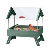 Kingsyard Ground Bird Feeder for Outdoors - Recycled Plastic Platform Feeder for Wild Birds, Rainproof Squirrel Feeders, 5 LBS Large Capacity, Green - Retail: $50