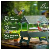 Kingsyard Ground Bird Feeder for Outdoors - Recycled Plastic Platform Feeder for Wild Birds, Rainproof Squirrel Feeders, 5 LBS Large Capacity, Green - Retail: $50