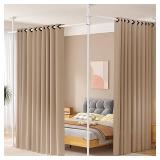 SUNALLY Room Divider No Drilling Curtain Rod Wall Divider for Room Separation, 4-10ft(H) 28-114inch(W) Adjustable, Heavy Duty Partition Space Separator Freestanding Tension Curtain Stand, White - Reta
