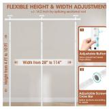 SUNALLY Room Divider No Drilling Curtain Rod Wall Divider for Room Separation, 4-10ft(H) 28-114inch(W) Adjustable, Heavy Duty Partition Space Separator Freestanding Tension Curtain Stand, White - Reta