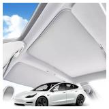 KBOISE 2025 Upgrade Tesla Model 3 Sunshade Roof No Sag, Heat Insulation Foldable Glass Roof Sun Shade Block UV and Keep Cooling, Accessories for Tesla Model 3 2020-2026 Highland Gray - Retail: $14,984