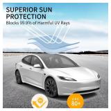 KBOISE 2025 Upgrade Tesla Model 3 Sunshade Roof No Sag, Heat Insulation Foldable Glass Roof Sun Shade Block UV and Keep Cooling, Accessories for Tesla Model 3 2020-2026 Highland Gray - Retail: $14,984
