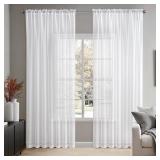 MIULEE 2 Panels Solid Color White Sheer Window Curtains Elegant Window Voile PanelsDraperiesTreatment for Bedroom Living Room (70 X 84 Inches White) - Retail: $23