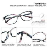 VisionGlobal Blue Light Blocking Glasses for Women, Anti Eyestrain, Computer Reading, TV Glasses, Stylish Square Frame, Anti Glare(+1.50 Magnification) - Retail: $15