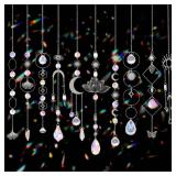 Sun Catchers, 10 Pcs Crystal Suncatcher Prism Hanging Kit with Chain Rainbow Maker Crystals Balls Pendants Ornaments for Indoor Window Outdoor Garden Backyard Patio Car Mirror Christmas Tree Decor - R