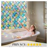 Coavas Window Privacy Film Stained Glass Window Clings 3D Rainbow Film for Glass Door Decorative Colorful Lattice Stickers Static Cling Sun Blocking Coverings for Home, 17.5 x 78.7 inch - Retail: $10
