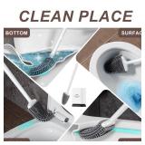 Sellemer Toilet Brush and Holder Set - Flexible Toilet Bowl Brush Head with Silicone Bristles, Compact Size for Storage and Organization, Ventilation Slots Base (1 Pack, White) - Retail: $12