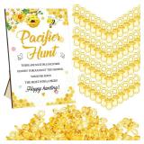 Thyle 51 Pcs Pacifier Hunt Baby Shower Games Include Hunt Sign and 50 Acrylic Pacifiers for Baby Shower Game Decoration Gift Sets Gender Reveal Party Decor(Bee) - Retail: $10