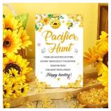 Thyle 51 Pcs Pacifier Hunt Baby Shower Games Include Hunt Sign and 50 Acrylic Pacifiers for Baby Shower Game Decoration Gift Sets Gender Reveal Party Decor(Bee) - Retail: $10