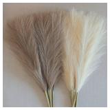 EVODIS Faux Pampas Grass, 18\45cm Artificial Pampas Grass Fluffy 6 Stem pompous Grass Flower Arrangement for Boho Home Wedding Decoration (Beige,Taupe) - Retail: $12in