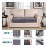 H.VERSAILTEX Super Stretch Individual Seat Cushion Covers Sofa Covers Couch Cushion Covers Slipcover Sets Thick Jacquard Textured Twill Fabric (1 Piece Loveseat Cushion Cover, Grey) - Retail: $17