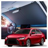 REEVAA 2025 Upgraded Car Windshield Sun Shade [99percent Sun Protection for Ultimate Interior Protection] Keep Cool, Foldable Sunshade Car Accessories with Storage Bag | Small (59\ x 29\in) - Retail: 