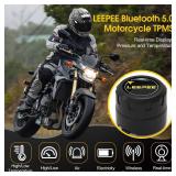 leepee Motorcycle Tire Pressure Monitoring System, Tire Pressure and Temperature Alarm, Wireless Motorcycle TPMS with 2 External Sensors, Support iOS and Android - Retail: $38