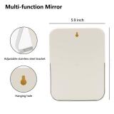 YEAKE Table Desk Vanity Makeup Mirror,8-Inch Portable Folding Mirror with Metal Stand 90°Adjustable Rotation Tavel Make Up Mirror Hanging Bathroom for Shower Shaving(White) - Retail: $10