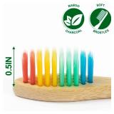 NUDUKO Biodegradable Bamboo Toothbrushes, 10 Piece BPA Free Soft Bristles Toothbrushes, Natural, Eco-Friendly, Green and Compostable (Multicolored Bristles) - Retail: $6