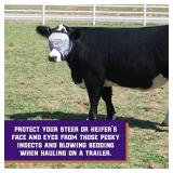 Weaver Livestock Cattle Fly Mask, Adjustable Mesh-Covered Cow Mask, Protective Herd Gear for Trailer Use, GrayPurple, One Size Fits Most Cattle - Retail: $32
