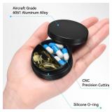 Aufew Small Metal Pill Case, 2 Compartment Travel Pill Organizer for Purse, Pocket Pharmacy, Daily Medicine Container for AM PM Pills, Vitamins, Supplements - Black - Retail: $793