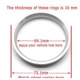 GoldenSunny 73.1mm OD to 64.1mm ID Hub Centric Rings, Silver Aluminum Hubcentric Rings Compatible with Many Acura Honda Sterling, Pack of 4 - Retail: $14