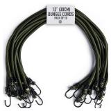 Pluvios - 12\ (30CM) Bungee Cords with Hooks Heavy Duty Outdoor - 10 Pack  Choice of Sizes - Multi-Purpose Elastic Bungee Straps for Luggage, Camping - Weatherproof and UV - Retail: $438in