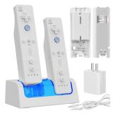 Remote Controller Charger for WiiWii U with 2 Pack 2800mAh Rechargeable Battery Pack, 2 Port Charging Station for Wii Controller, Remotes are not Included - Retail: $14