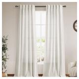 Linen Sheer Curtains 108 Inches Long Back Tab Rod Pocket 2 Panels Cream Semi Sheer Extra Long Curtains Light Filtering Modern Boho Drapes for Living Room Luxury Floor Length Curtain 9Ft 40x108 - Retai