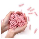 100PCS Baby Shower Clothespins Games Girl Plastic Clothes Pin with Waterproof Bag Mini Pink Pin Bulk 1.37 inch for Party Decorations, DIY Crafts - Retail: $7