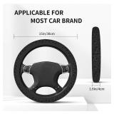 Cheetah Print Steering Wheel Cover Universal Size 14.5-15 Inch, Non-Slip Black Leopard Print Car Accessories for Women Men - Retail: $9