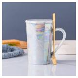 YUESITE 12oz Ceramic Coffee Mug, Tall Iridescent Coffee Mugs,Cute Mugs Ceramic Coffee Mug for Mon Women, Dishwasher and Microwave Safe - Retail: $4,265