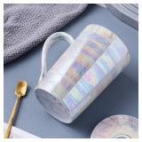 YUESITE 12oz Ceramic Coffee Mug, Tall Iridescent Coffee Mugs,Cute Mugs Ceramic Coffee Mug for Mon Women, Dishwasher and Microwave Safe - Retail: $4,265