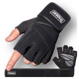 Trideer Workout Gloves for Men, Weight Lifting Gloves with Wrist Wrap Support, Full Palm Protection and Extra Grips for Weightlifting, Exercise, Cross Training, Fitness, Pull-up - Retail: $15